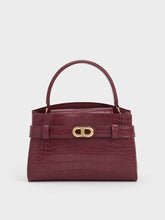 Charles & Ke*th - Aubrielle Croc-Effect Top Handle Bag - Burgundy