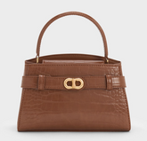 Charles & Ke*th - Aubrielle Croc-Effect Belted Top Handle Bag - Chocolate