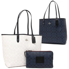 C*ACH - Reversible Cit* Tote Blocked Signature Chalk