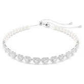 Swar*vski - Arian* Grand* choker Mixed cuts, Crystal pearl, Heart, White, Rhodium plated - 5720861