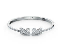 Swar*vski - Crystal Dancing Swan Bangle, White, Rhodium Plated - 5520713