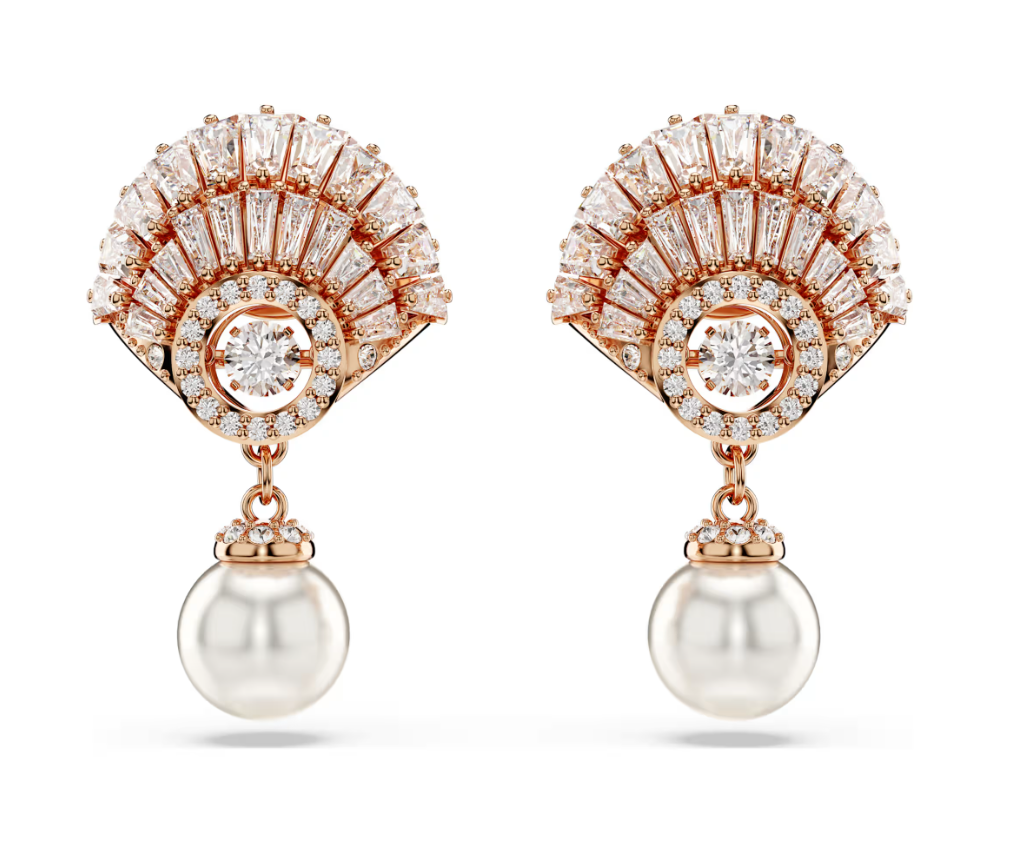 Swar*vski - Idyllia drop earrings Crystal pearl, Shell, White, Rose gold-tone plated - 5689196