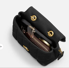 C*ACH -T*bby Top Handle Bag With Quilting - Black -