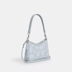 C*ACH - Laurel Small Shoulder Bag In Sketch Signature Canvas - Silver/Ice Blue