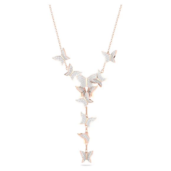 Swar*vski - Idyllia Lilia y necklace Butterfly, White, rose gold finish - 5636419