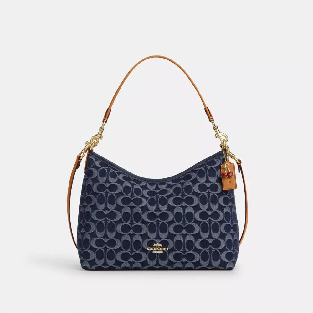 C*ACH - Laur*l Small Shoulder Bag In Signature Denim -  Im/Denim/Natural