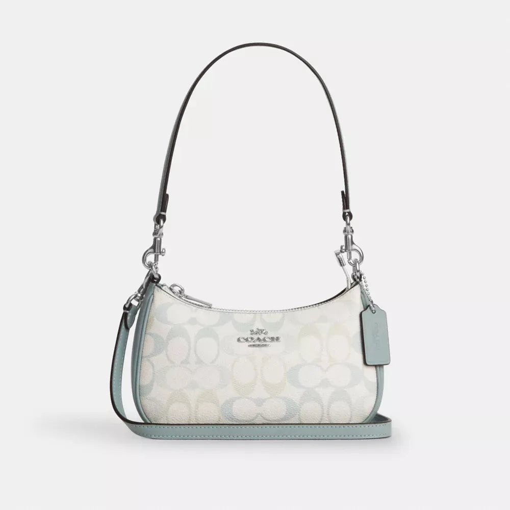 C*ACH - Ter* Mini Crossbody Bag In Signature Canvas - Silver/Chalk/Blue