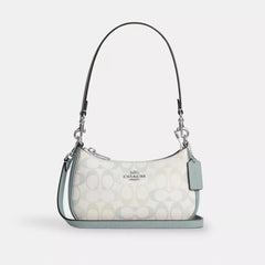 C*ACH - Ter* Mini Crossbody Bag In Signature Canvas - Silver/Chalk/Blue