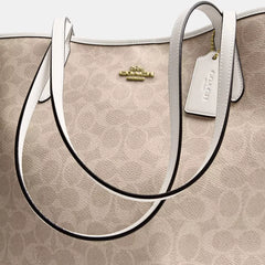 C*ACH - City Tote Bag In Signature Canvas - Gold/Sand/Chalk