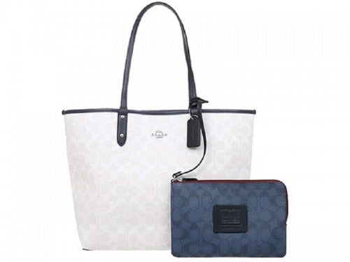 C*ACH - Reversible Cit* Tote Blocked Signature Chalk