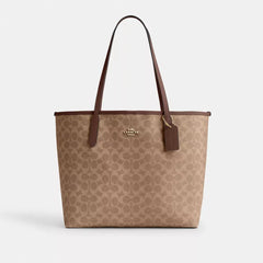 C*ACH - Cit* Tote Bag In Signature Canvas - Gold/Tan/Brown