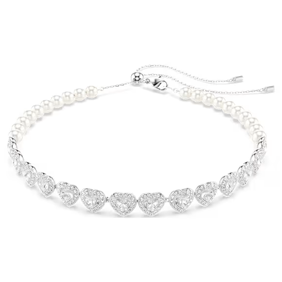 Swar*vski - Arian* Grand* choker Mixed cuts, Crystal pearl, Heart, White, Rhodium plated - 5720861