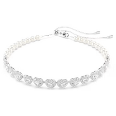 Swar*vski - Arian* Grand* choker Mixed cuts, Crystal pearl, Heart, White, Rhodium plated - 5720861