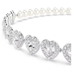 Swar*vski - Arian* Grand* choker Mixed cuts, Crystal pearl, Heart, White, Rhodium plated - 5720861