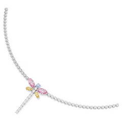 Swar*vski - Arian*  Grand* Y necklace Mixed cuts, Dragonfly, Multicolored, Rhodium plated - 5737425