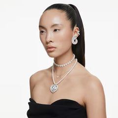 Swar*vski - Arian* Grand* choker Mixed cuts, Crystal pearl, Heart, White, Rhodium plated - 5720861
