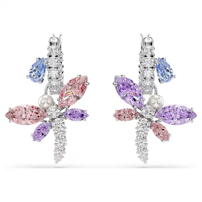 Swar*vski - Arian* Grand* drop earrings Mixed cuts, Dragonfly, Multicolored, Rhodium plated - 5749185