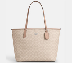 C*ACH - Signature City Tote Canvas Leather - Gold/Sand/Chalk